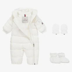 Moncler Enfant Snowwear|Snowwear*Ivory Down Padded Sefou Baby Snowsuit