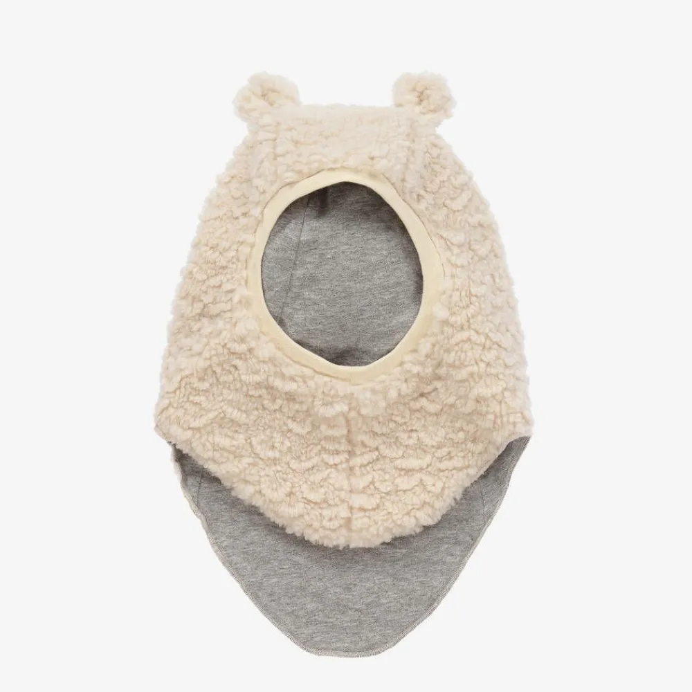 Molo Hats*Ivory Faux Fur Teddy Bear Balaclava WhiteNoise
