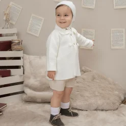 Artesanía Granlei Coats & Jackets|Coats & Jackets*Ivory Knitted Baby Coat & Hat Set