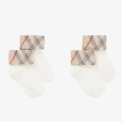 Burberry Socks*Ivory Knitted Cotton Socks (2 Pack)