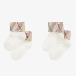 Burberry Socks*Ivory Knitted Cotton Socks (2 Pack)