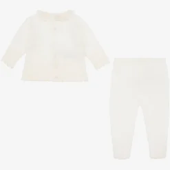 Paz Rodríguez Gifts|Babysuits*Ivory Merino Wool Knitted 2 Piece Babygrow