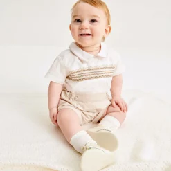 Beatrice amp; George Traditional Shoes*Ivory Patent Leather Pre-Walker Baby Boots