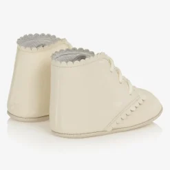 Beatrice amp; George Traditional Shoes*Ivory Patent Leather Pre-Walker Baby Boots