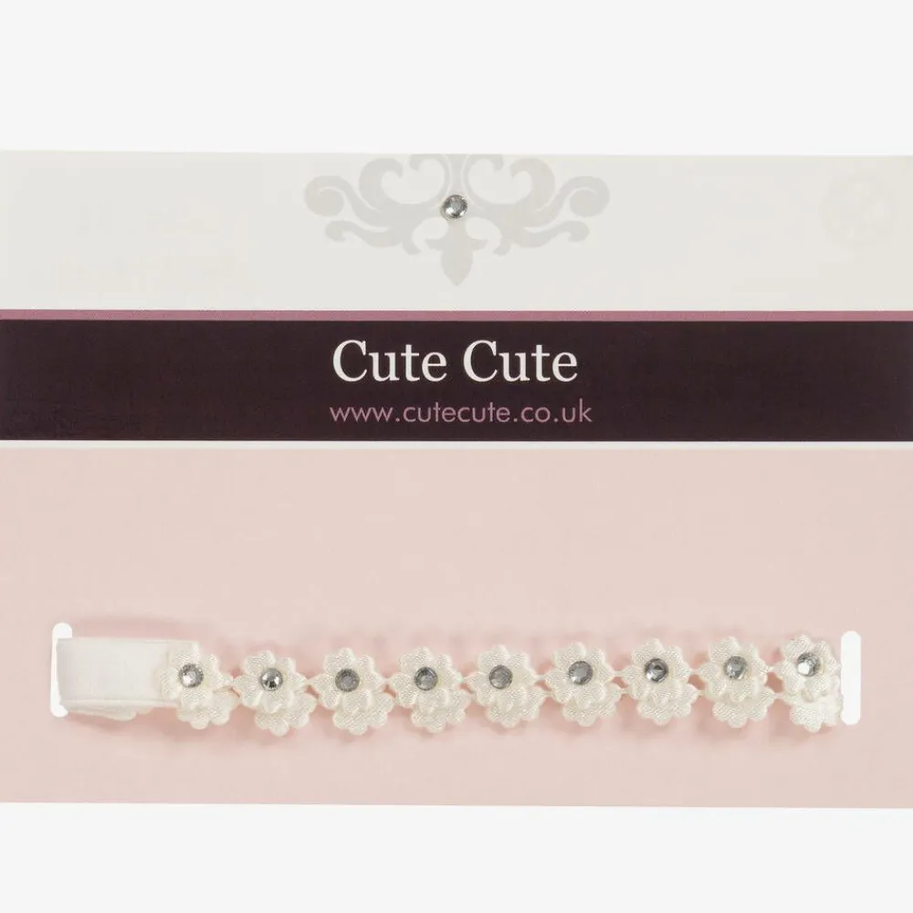 Cute Cute Hair Accessories*Ivory Satin Flower Headband