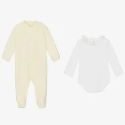 Marie-Chantal Gifts|Babysuits*Ivory Velour Angel Babygrow Set