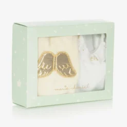 Marie-Chantal Gifts|Babysuits*Ivory Velour Angel Babygrow Set