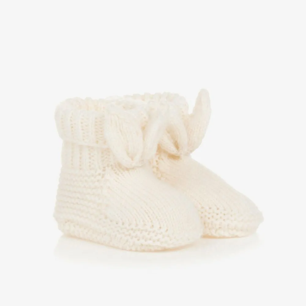 Tartine et Chocolat Booties|Booties*Ivory Wool & Cashmere Knitted Booties