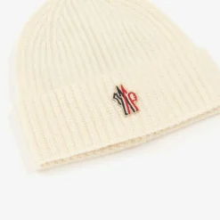 Moncler Enfant Hats*Ivory Wool Knit Beanie Hat