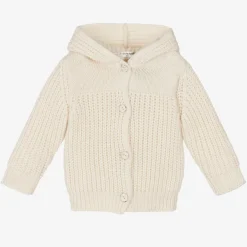 1 + in the family Tops*Ivory Wool Knit Hooded Baby Cardigan