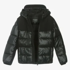 Guess Coats & Jackets*Junior Boys Black Hooded Puffer Jacket
