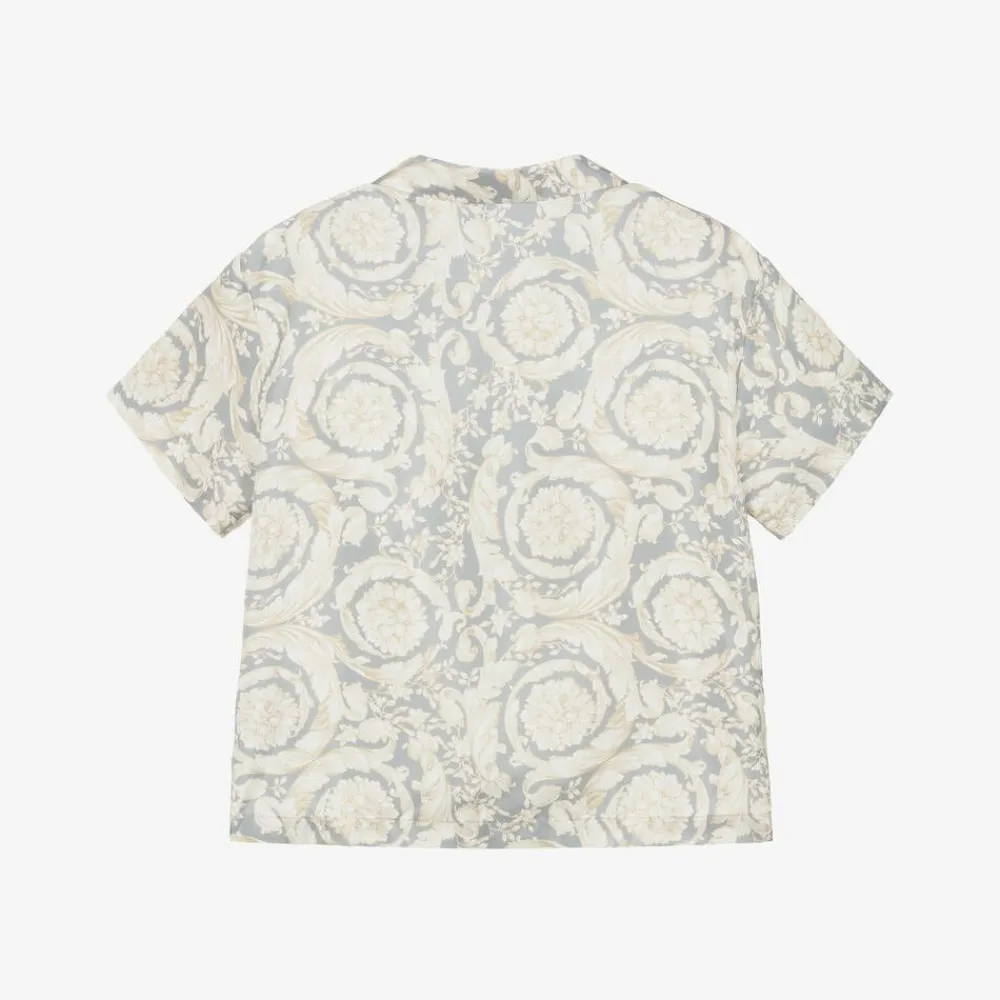 Versace Tops*Junior Boys Ivory Silk Barocco Shirt