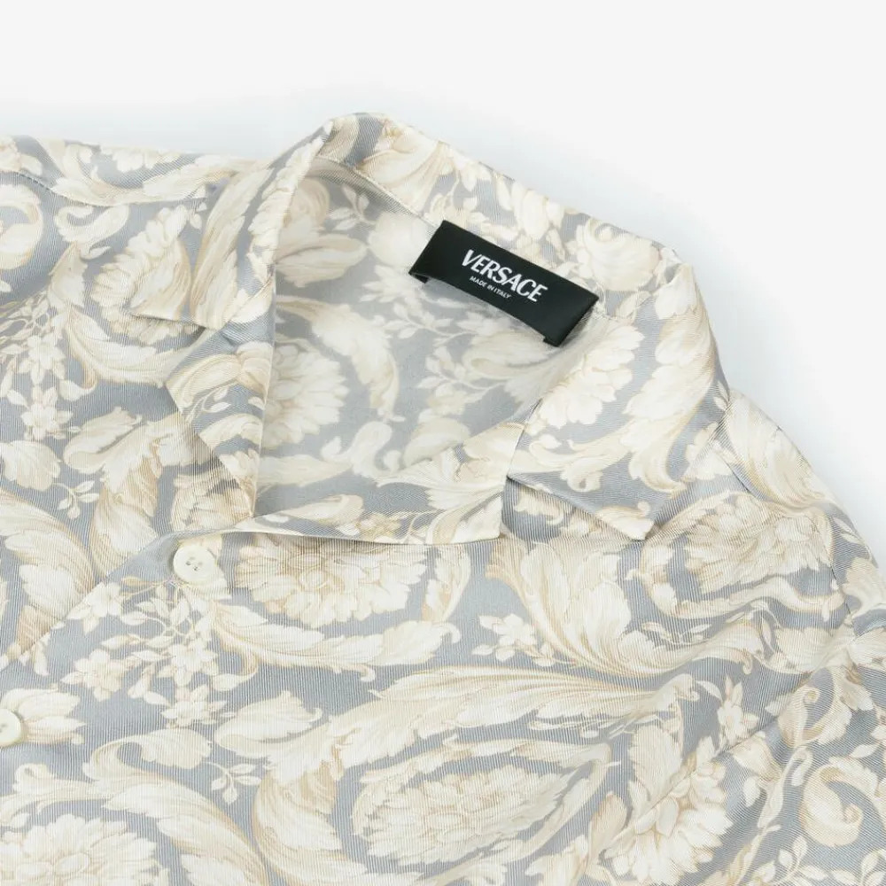 Versace Tops*Junior Boys Ivory Silk Barocco Shirt