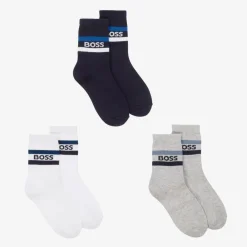 BOSS Socks*Junior Boys Navy Blue & Grey Socks (3 Pack)