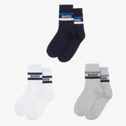 BOSS Socks*Junior Boys Navy Blue & Grey Socks (3 Pack)