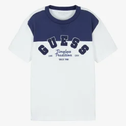 Guess Tops*Junior Boys White Cotton T-Shirt