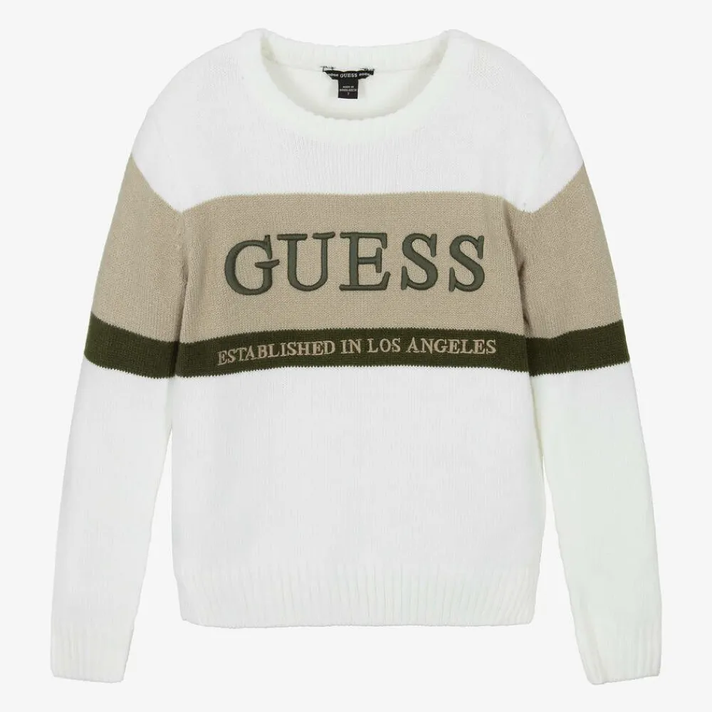 Guess Tops*Junior Boys White Knitted Jumper