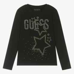 Guess Tops*Junior Girls Black Cotton Diamanté Top