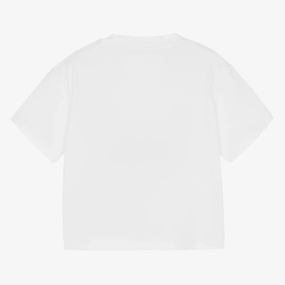 Guess Tops*Junior Girls White Cotton Diamanté T-Shirt