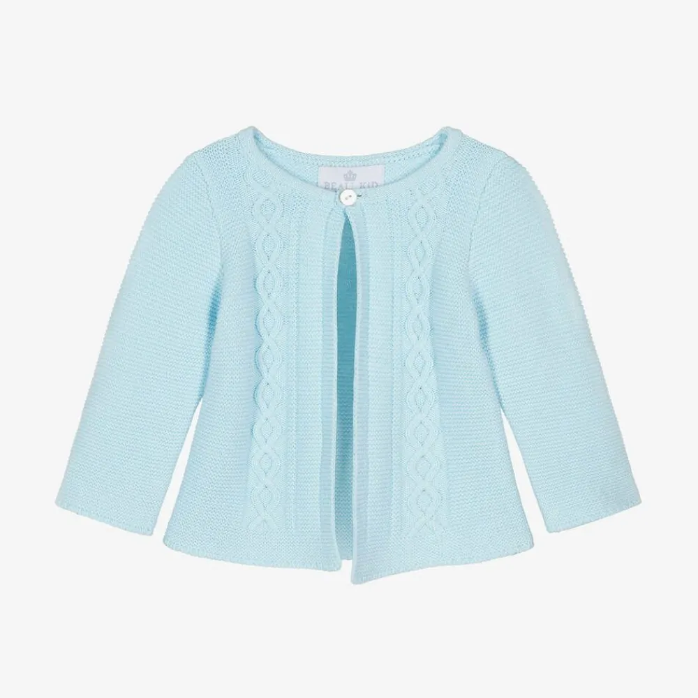 Beau KiD Tops*Light Blue Cotton Knit Baby Cardigan