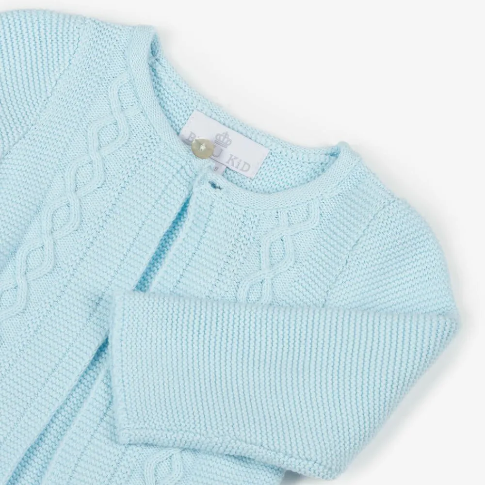 Beau KiD Tops*Light Blue Cotton Knit Baby Cardigan