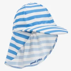 Mitty James Swimwear*Mid-Blue Striped Legionnaire's Hat (UPF 50+)