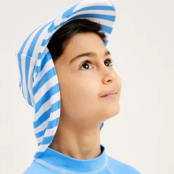 Mitty James Swimwear*Mid-Blue Striped Legionnaire's Hat (UPF 50+)