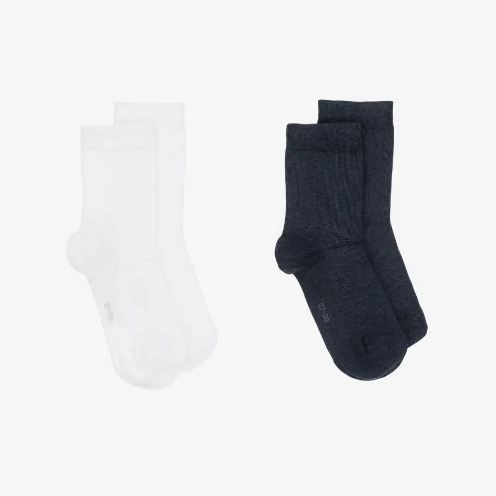 Falke Socks|Socks*Navy Blue & White Cotton Socks (2 Pack)