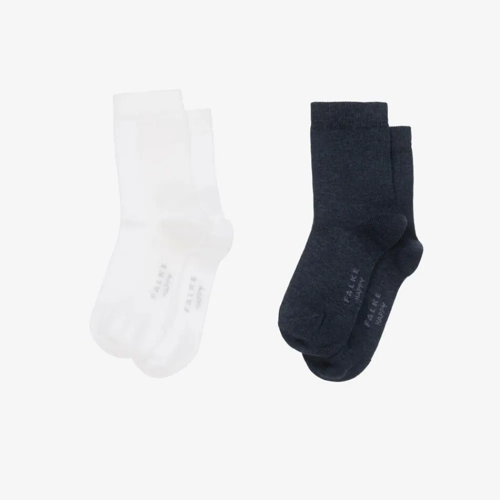 Falke Socks|Socks*Navy Blue & White Cotton Socks (2 Pack)
