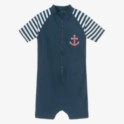 Playshoes Swimwear|Swimwear*Navy Blue Anchor Sun Suit (UPF50+)