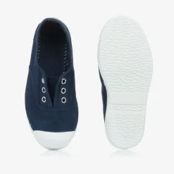 Pisamonas Trainers*Navy Blue Canvas Slip-On Trainers