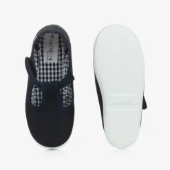 Pisamonas Bar Shoes|Bar Shoes*Navy Blue Canvas T-Bar Shoes