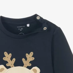 NAME IT Tops|Tops*Navy Blue Cotton Christmas Baby Top