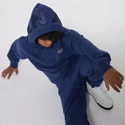 DKNY Tops*Navy Blue Cotton Embroidered Hoodie