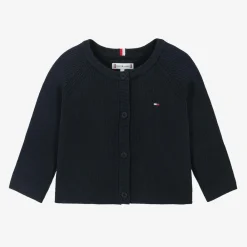 Tommy Hilfiger Tops*Navy Blue Cotton Knit Baby Cardigan