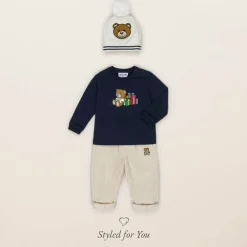 Moschino Baby Tops*Navy Blue Cotton Teddy Bear Baby Top