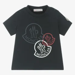 Moncler Enfant Tops*Navy Blue Cotton T-Shirt