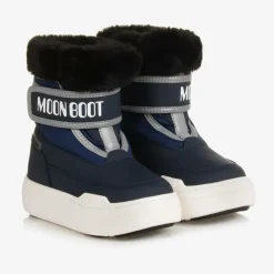 Moon Boot Snow Boots|Snow Boots*Navy Blue Faux Fur Trim Velcro Boots
