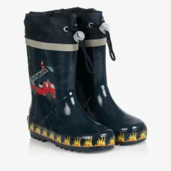 Playshoes Rain Boots|Rain Boots*Navy Blue Fire Truck Rain Boots