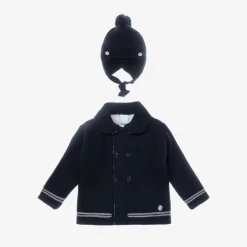 Artesanía Granlei Coats & Jackets*Navy Blue Knitted Pram Coat Set
