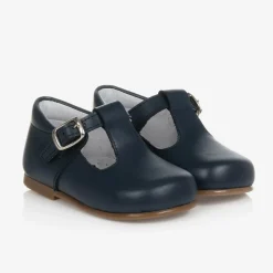 Beatrice amp; George Traditional Shoes|Bar Shoes*Navy Blue Leather T-Bar Shoes