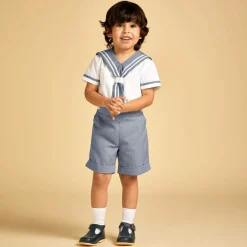 Childrens Classics Bar Shoes|Bar Shoes*Navy Blue Leather T-Bar Shoes