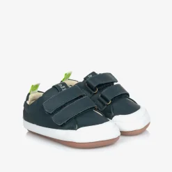 Tip Toey Joey Trainers|Trainers*Navy Blue Leather Velcro Trainers