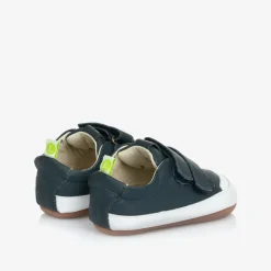 Tip Toey Joey Trainers|Trainers*Navy Blue Leather Velcro Trainers