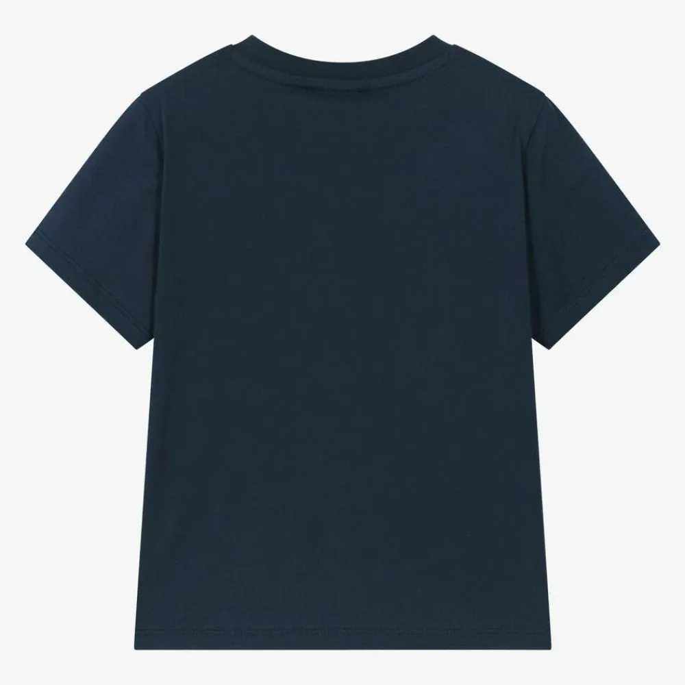 KENZO KIDS Tops*Navy Blue Organic Cotton T-Shirt