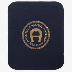 AIGNER Gifts*Navy Blue Pima Cotton Padded Blanket (90cm)
