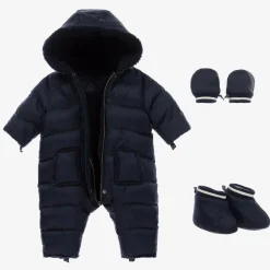 Tartine et Chocolat Snowwear*Navy Blue Reversible Baby Snowsuit