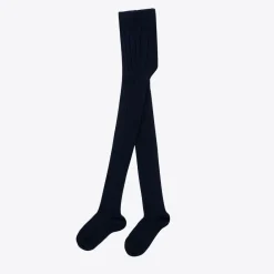 Falke Tights|Tights*Navy Blue Ribbed Cotton Knit Tights