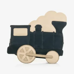 Donsje Bags*Navy Blue Suede & Leather Train Back Pack