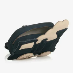 Donsje Bags*Navy Blue Suede & Leather Train Back Pack